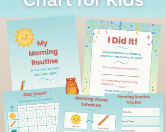 Tabla de rutina matutina para niños con TDAH: Horario visual (imprimible y digital)