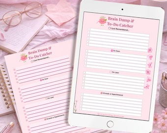 Lista de tareas digitales imprimibles y mecanografiables de color rosa: PDF con ejercicios para el TDAH