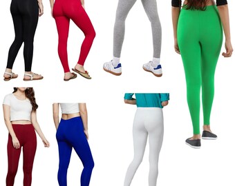 Ladies Viscose Leggings Womens Plain Full Length Legging Long Pants Stretchy Casual Gym Wear