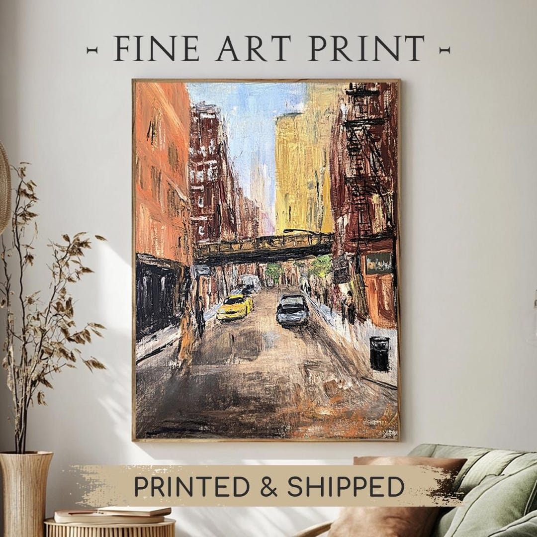 Modern Urban Scene Fine Art Print City Street Landscape Poster Downtown ...