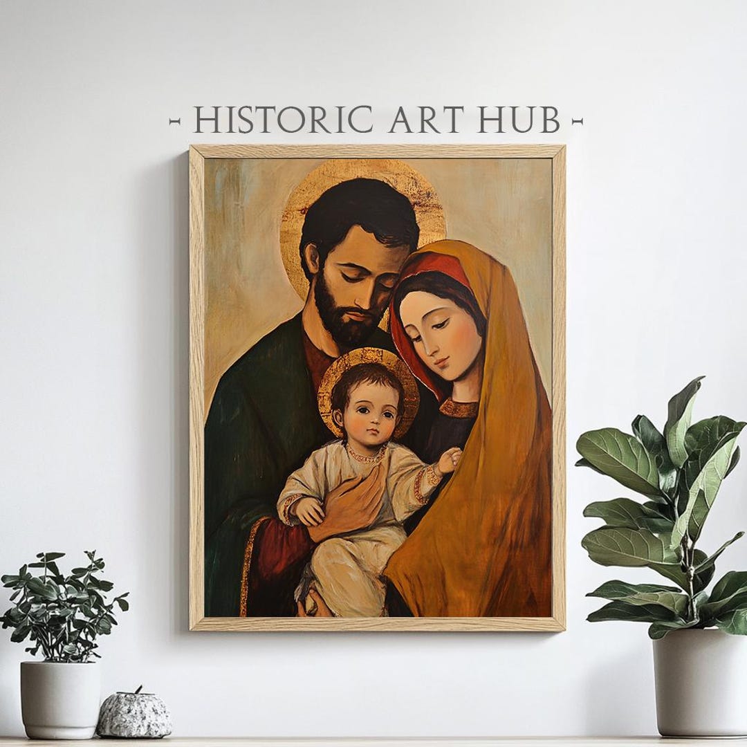 Printable Holy Family Religious Oil Painting Christian Faith Nativity ...