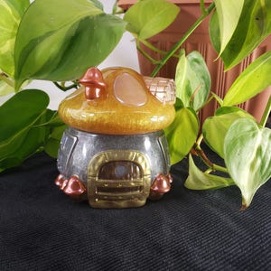 Stunning Mushroom House Trinket Jar