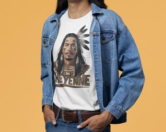 Native American T-shirt, Cheyenne Wyoming shirt, Cheyenne shirt, inheemse kunst shirt, tribale tee, dappere mode, Cheyenne stam shirt,