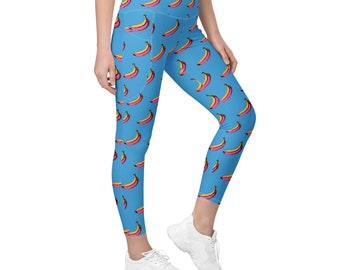 Leggings Pop Art à imprimé banane avec poches BodyBloom Activewear | Taille haute | Legging avec poche | Leggings de yoga | Leggings pleine longueur