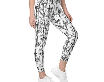 BodyBloom Activewear - Legging imprimé bambou avec poches | Taille haute | Legging avec poche | Leggings de yoga | Leggings pleine longueur