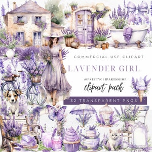 Französischer Lavendel Aquarell Clipart, kommerzielle Nutzung, transparente PNGs, Hochzeitseinladung Blumenkränze und Blumen