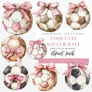 Coquette bola de futebol com arco rosa PNG clipart para uso comercial, Soft Girl Aesthetic, In my Soccer Era Clipart, Soccer Mama PNG