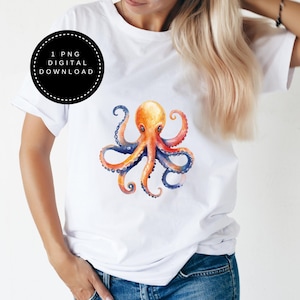 Clipart Estético De Pescador Png, Clipart De Pulpo Png, Diseños De Pescador, Clipart Náutico Png, Criatura Marina, Gran Millenial, Acuarela png