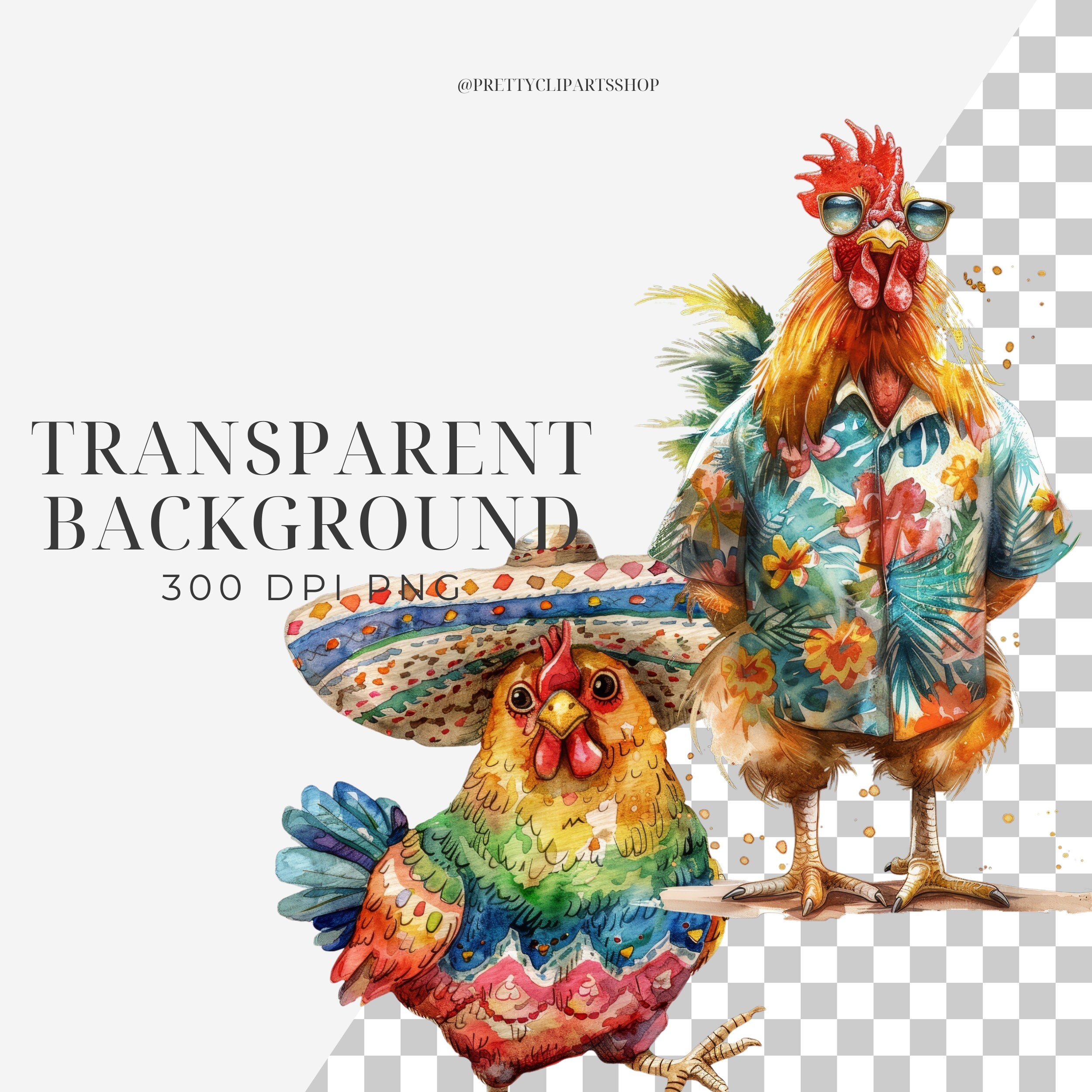 Funny Chicken Clip Art Watercolor PNG Transparent Chicken PNG Clipart