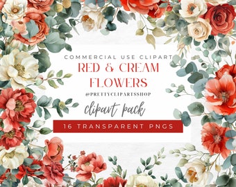 Watercolor Red Poppy Clipart: Floral Wreath & Border PNG (Commercial Use)