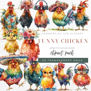 Lustige Huhn ClipArt Aquarell PNG Transparent Huhn PNG Clipart Schrulliger Vogel Niedliche Henne Hahn Clipart
