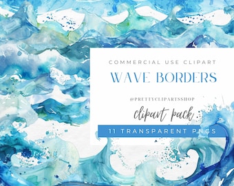 Wave Border Clipart for Commercial use, PNG Clipart, Summer clipart, Ocean waves, Tidal Waves Clipart, Blue Sea, Nautical Clip Art
