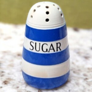 Vintage TG Green Cornishware Sugar Shaker 5" Green Shield Backstamp 1930s-50