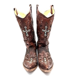 Corral Python Women's Brown Western Boots 9M Made In Mexico Style C1104