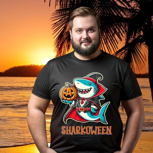 halloween shark tshirt/Scary Shark T-Shirt/vampire Shark Graphic/Spooky Shark Shirt/Shark Halloween Pumpkin tee/halloween cartoon style tee