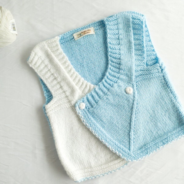 Débardeur bleu bébé garçon, gilet en tricot pour bébé garçon, vêtement bébé douillet, cadeau pour bébé garçon, cadeau à une mère, tricot main pour bébé, cadeau pour jeune garçon