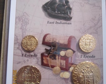 Gold Plated Pewter Doubloon Coin Set: 1500s-1700s Restrike