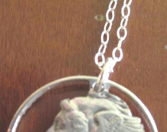 Mercury Dime Necklace - Vintage U.S Winged Liberty Coin - Silver 