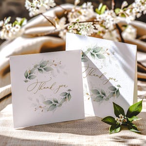 Hochzeit Danke-Karte Sage Grün Gefaltet Brautparty Personalisierte Karten