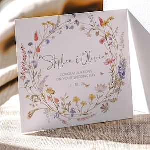 Wenskaart Wilde bloemen Tederheidskaart Unieke kunstenaar gemaakt met twee handgemaakte schattige bloemen