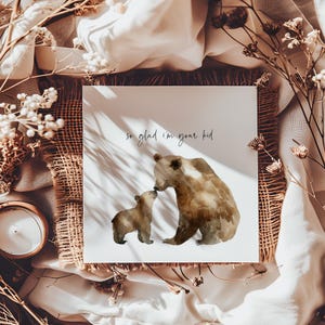 Carte de voeux faite main carte de tendresse d'ours artiste unique faite avec deux adorables ours bruns si heureux que je sois votre carte d'enfant