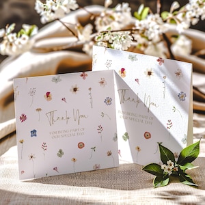 Hochzeit Dankeschön-Karte Wildblumen Zärtlichkeit Brautparty Personalisierte Karte mit Rosa Blau Flieder Wunderbare Blumen