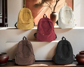 Distressed Canvas Backpack: Classic Style for Back to School, Spacious Cotton Backpack for Women