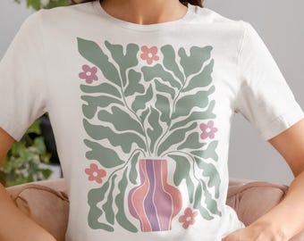 Boho Floral T-Shirt | Organic Cotton Botanical Tee | Hippie Aesthetic Spring Shirt, Spring Fashion Tee, Eco-Friendly, Vintage Boho Shirt