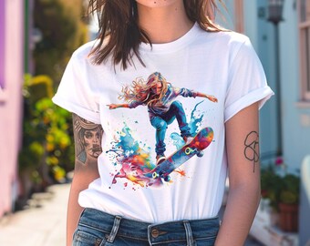 Skate culture, Skate girl T-shirt, skate woman, skate girl, skate or die, gifts for skaters, Women Empowerment,skate shirt, Feminist t-shirt