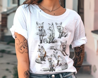 Unisex organic fox t-shirt, Shirt for nature lover, T-shirt for fox lovers, Vintage nature shirt, Vintage animal t-shirt, Renard shirt