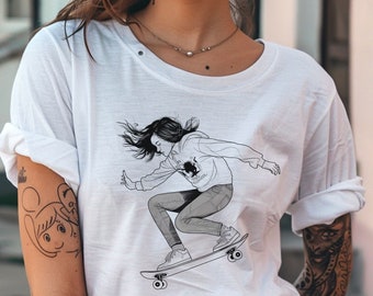 Skate girl T-shirt, Skate culture, skate woman, skate girl, skate or die, gifts for skaters, Women Empowerment,skate shirt, Feminist t-shirt