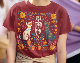 Unisex-T-Shirt von Dia de los Muertos, traditionelles mexikanisches Altar-Design für Tag der Totenfeier, Dia de Muertos-Shirt, Halloween-T-Shirt