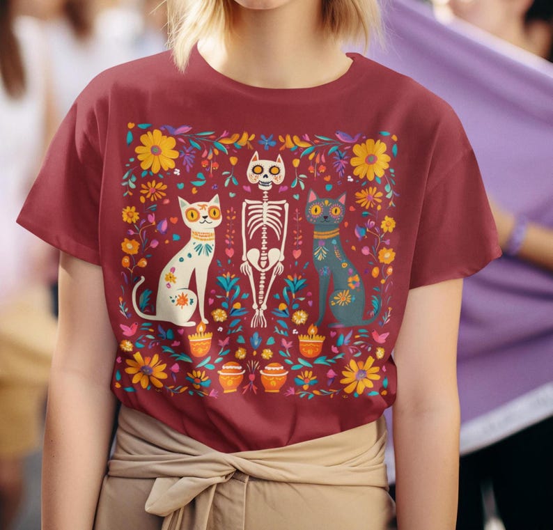 Unisex Día de los Muertos T-Shirt, Traditional Mexican Altar Design for Day of the Dead Celebration, Dia de Muertos shirt, Halloween t-shirt image 1