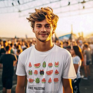 パレスチナ支援Tシャツ（ユニセックス）、「停戦」Tシャツ、「パレスチナ支援」Tシャツ、「パレスチナ虐殺阻止」Tシャツ、「戦争阻止」Tシャツ 画像 3