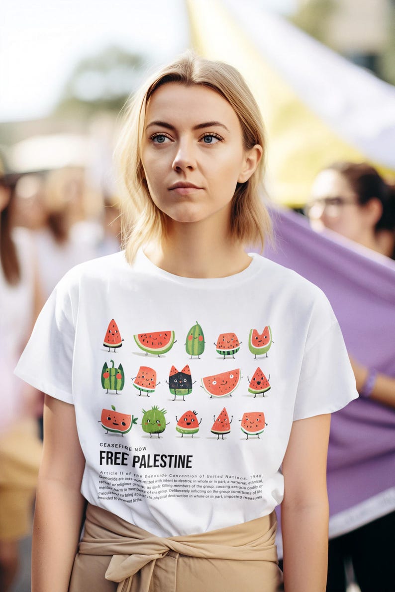 パレスチナ支援Tシャツ（ユニセックス）、「停戦」Tシャツ、「パレスチナ支援」Tシャツ、「パレスチナ虐殺阻止」Tシャツ、「戦争阻止」Tシャツ 画像 2