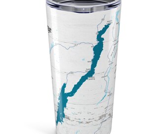 Lake George Map Tumbler | Custom 20oz Stainless Steel Travel Cup | Personalized Lake George Gift | Lake House Drinkware
