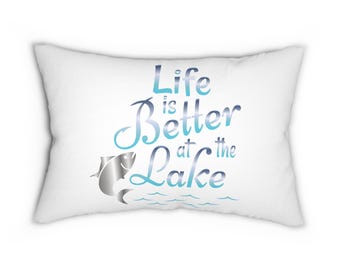 Better Lake Life Kissen | Indoor Outdoor Wasserdichtes Dekokissen | Kabine Porch Decor | Maritimes Cottage Kissen | Rustikales See-Haus-Kissen