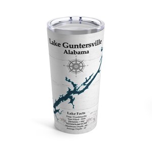 Vaso personalizado de regalo del lago Guntersville para el diseño de la casa del lago, vaso personalizado con mapa del lago Guntersville, regalo con mapa del lago, elija diseños