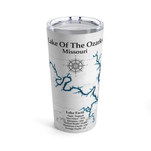 Lake Of The Ozarks Personalized Tumbler Add Custom Text, Custom Tumbler Lake of the Ozarks Map, Lake Map Gift For Men Choose Your Background