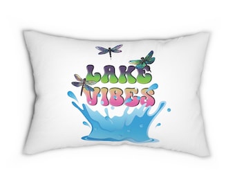 Lake Vibes Kissen | Indoor Outdoor Wasserdichtes Dekokissen | Kabine Porch Decor | Maritimes Cottage Kissen | Rustikales See-Haus-Akzent-Kissen
