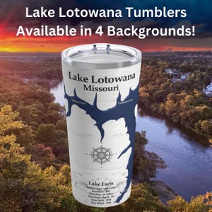 Vaso personalizado de 20 oz del lago Lotowana para regalo del lago, vaso personalizado con decoración de casa del lago, vaso con mapa de Lotowana, elija su fondo y texto
