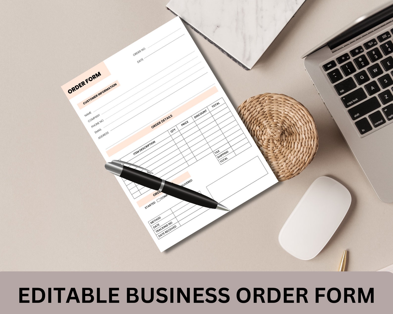 Editable Oder Form Template, Small Business Order Forms, Customer Order ...