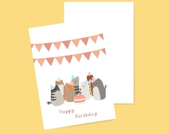 Cat Birthday Card, Adorable Kitten Greeting Card, Cat-Themed Bday Card, Purrfect Cat Lover Gift