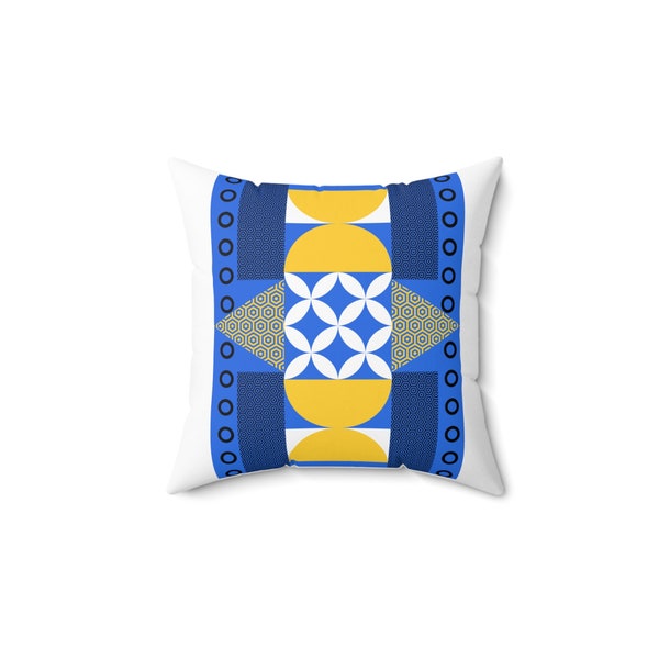 Spun Polyester Square Pillow, Fun artful colorful toss pillow! Will add a splash of color to any room or office, dorm room.