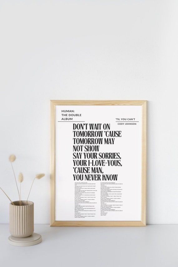 Til You Can't DIGITAL DOWNLOAD Music Lyric Touching Gift Art Song