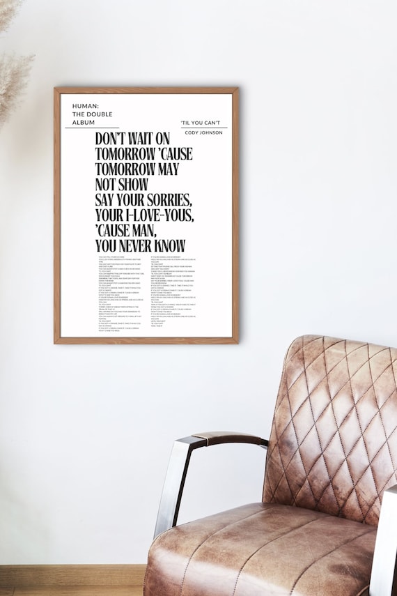 Til You Can't DIGITAL DOWNLOAD Music Lyric Touching Gift Art Song