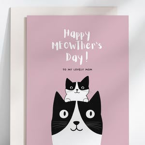 Tarjeta divertida para el Día de la Madre imprimible, linda tarjeta para el Día de la Madre, tarjeta para amantes de los gatos, mamá te ama, tarjeta divertida para gatos, tarjeta de felicitación para mamá, tarjeta de regalo para ella