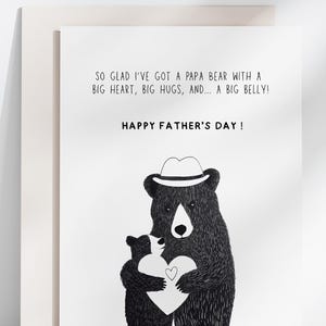Cartão engraçado para o dia dos pais, cartão para imprimir, cartão de felicitações para o dia dos pais, cartão de presente para o pai, cartão de papai urso, cartão engraçado para o pai