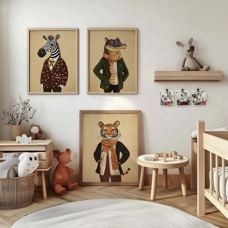 Safari Animal Prints Set, Vintage Nursery Wall Art (digital Download ...