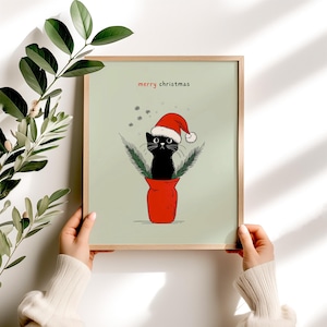 Cute and Funny Christmas Cat Print - Instant Download, Merry Christmas Poster, New Year Printable